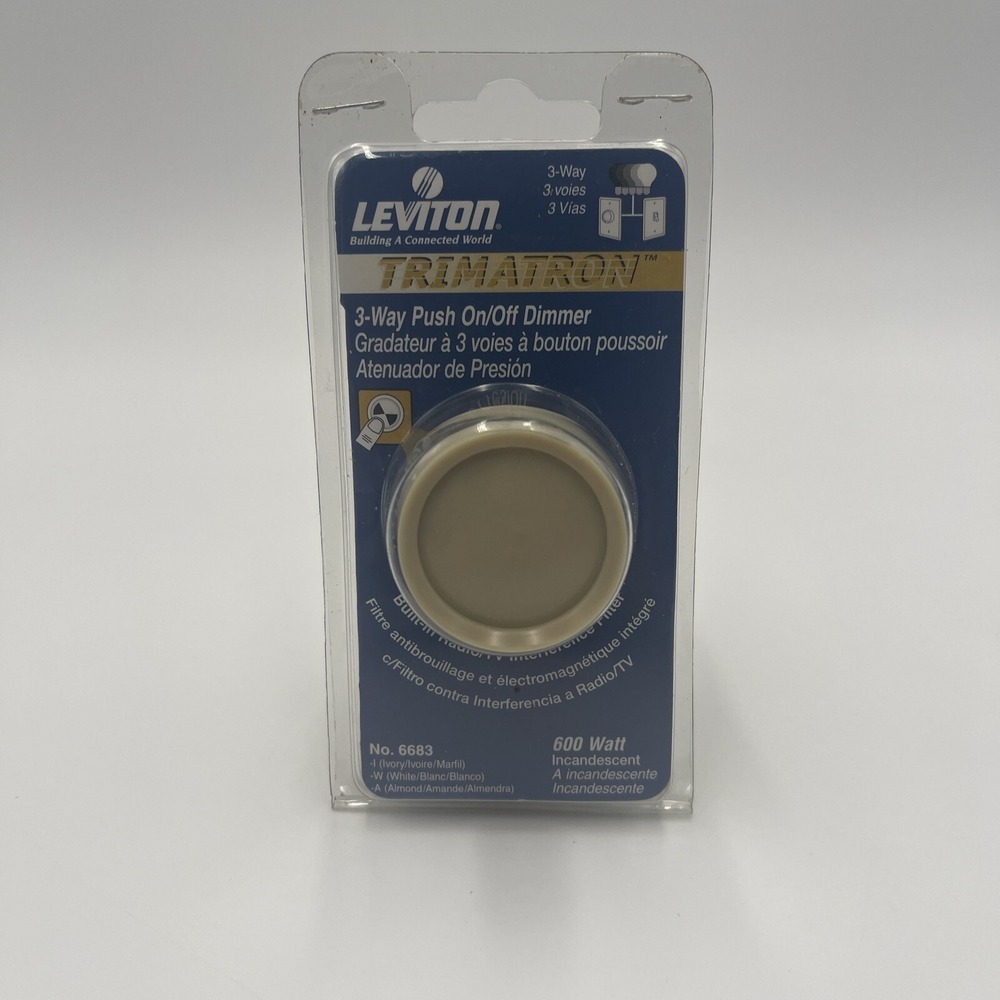 Leviton‎ 6683-IW 3-Way Push On/Off Dimmer 600W Incandescent Ivory #18